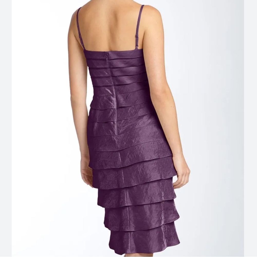 Adrianna Papell Plus Tiered Hammered Satin Sheath Dress Sz 14